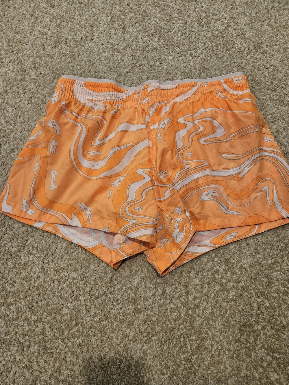 Fabletics Orange Swirl Athletic Shorts